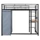 preview thumbnail 76 of 78, Full Size Metal Loft Bed with Workstation Desk, Built-In Shelves, LED Light Strip, Power Outlet & Hanging Wardrobe Storage