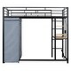 preview thumbnail 36 of 38, Functional Fabric Wardrobe Loft Bed with Metal Frame, Integrated Desk, Power Outlet & LED Light, Twin Size