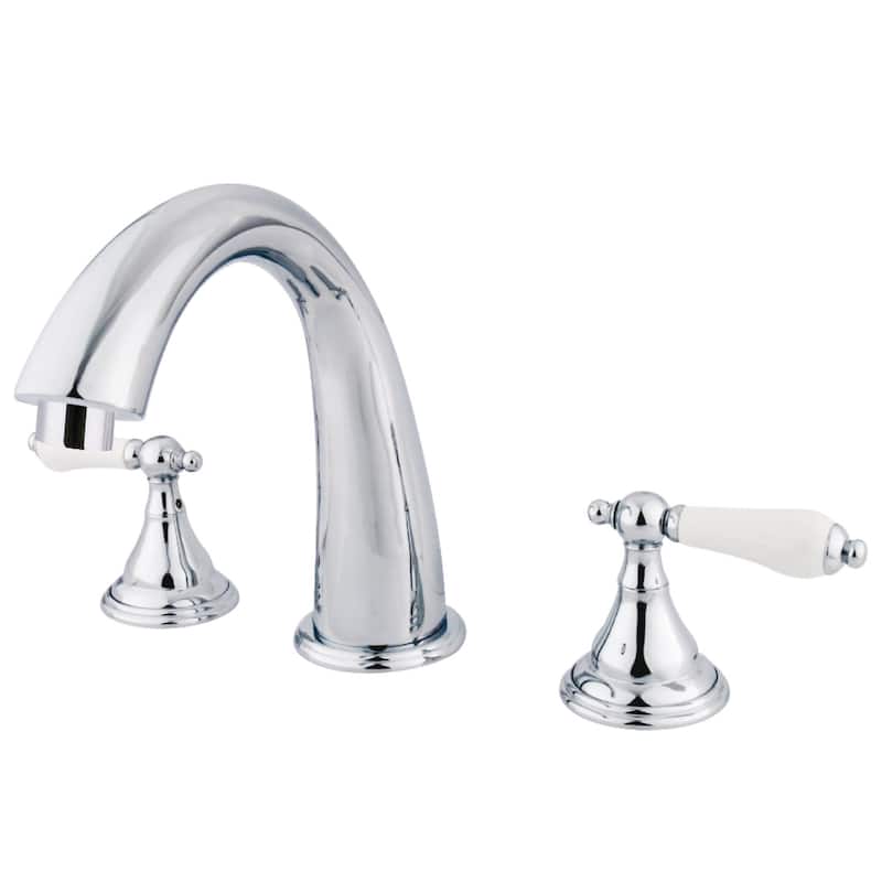 Kingston Brass Vintage Deck Mounted Roman Tub Filler with Lever - Polished Chrome