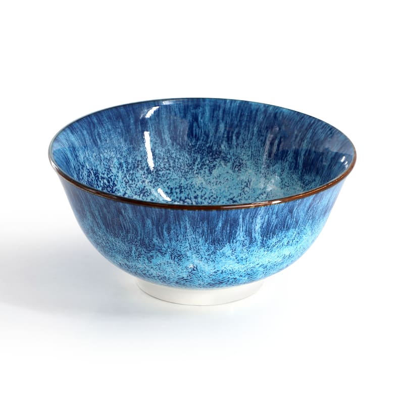 Atlantis 16 Piece Porcelain Double Bowl Dinnerware Set in Deep Sea Blue