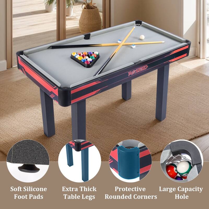 ROSEED 48" Pool Table Set with Velvet Top & Solid Cue Sticks