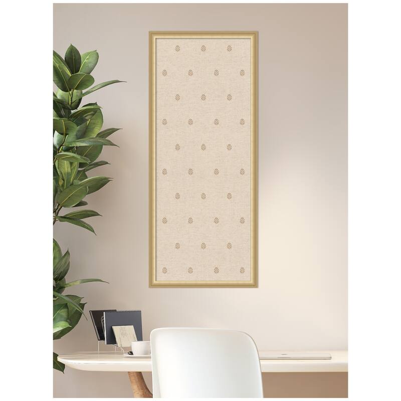 Kate and Laurel Pinboard Beige Botanical Block Print