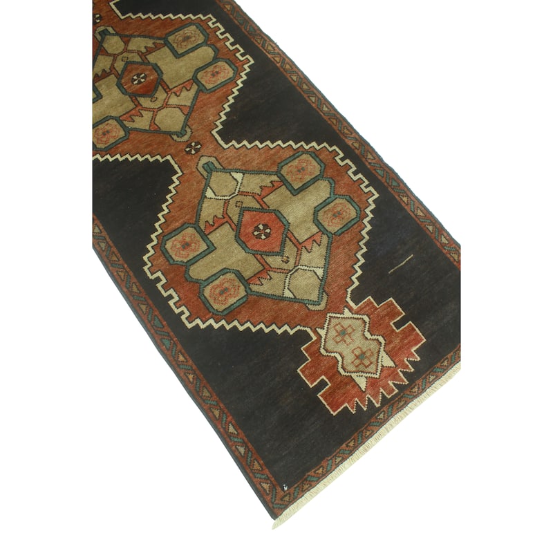 Fine Vintage Distressed Gulbahra Rust/Charcoal Runner - 2'7" x 9'8"