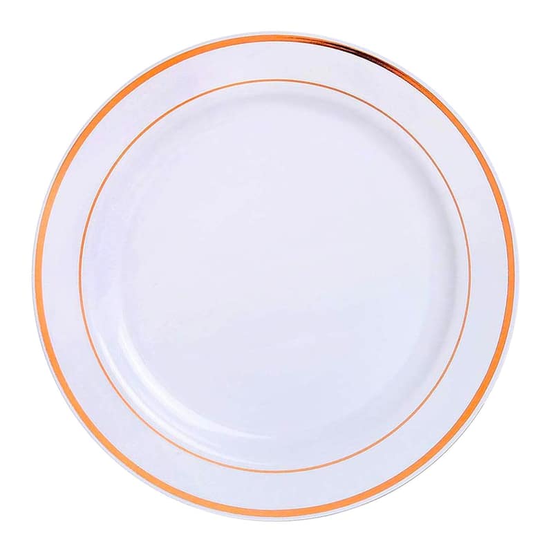 Shiny Round Edge Rim Disposable Plastic Plate Packs - Party Supplies