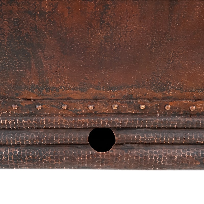 67-in Hammered Copper Double Slipper Bathtub with Overflow Holes (BTD67DBOF)