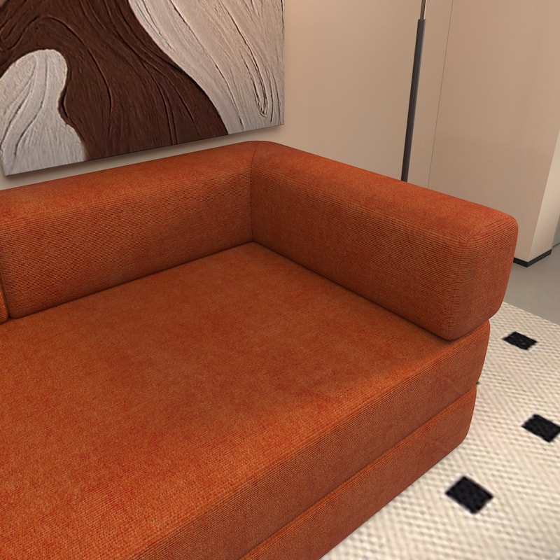 Convertible Floor Sleeper Sofa with Plush Pillows, Mattress Lounge Loveseat, Folding Sofa Bed with Adjustable Armrests