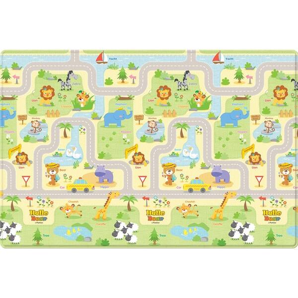 slide 1 of 1, PureSoft™ Play Mat - Hello Bear Smile Town - 82 x55x0.59in. - Multi