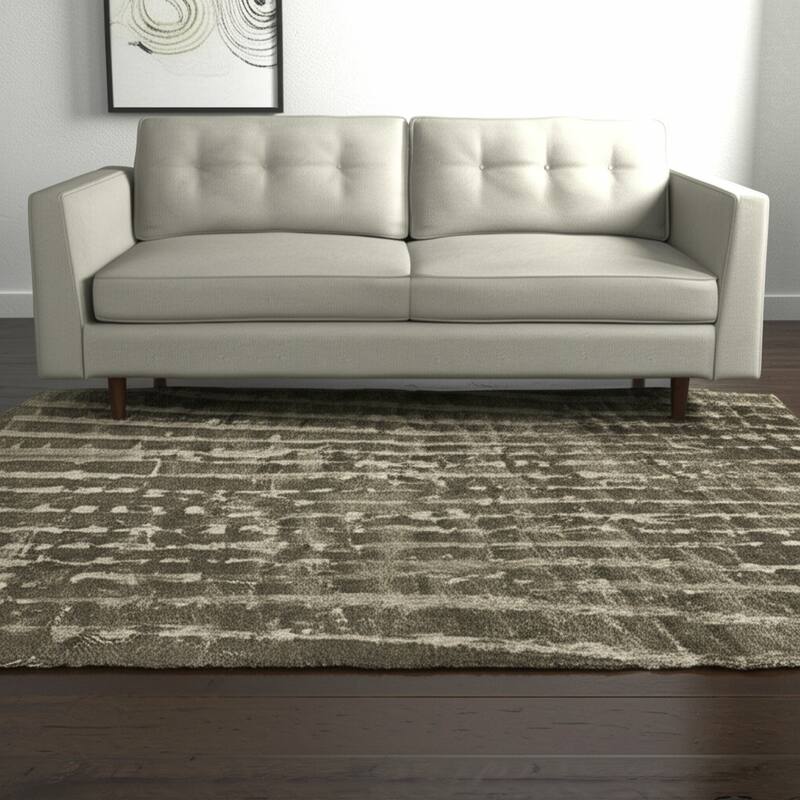 HomeRoots Abstract Industrial Rectangle Area Rug - 90.00 in. x 60.00 in.  x 1.00 in.