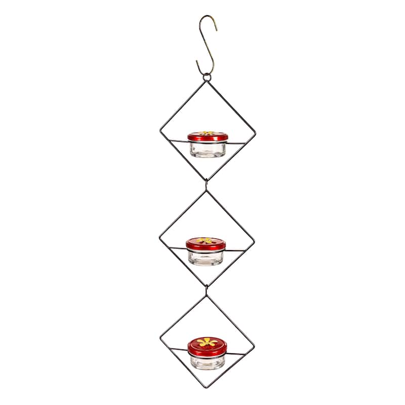 Hanging Three Tier Metal Hummingbird Feeder (Set of 2)