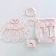 preview thumbnail 2 of 5, Newborn Knitwear Set - Skirt and Lace Trimmed - 5 Piece Set Pink