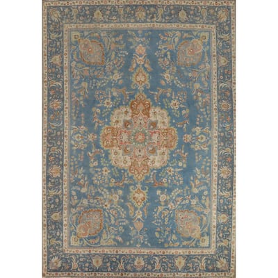 Floral Tabriz Persian Vintage Rug Handmade Oriental Wool Carpet - 9'10" x 12'9"