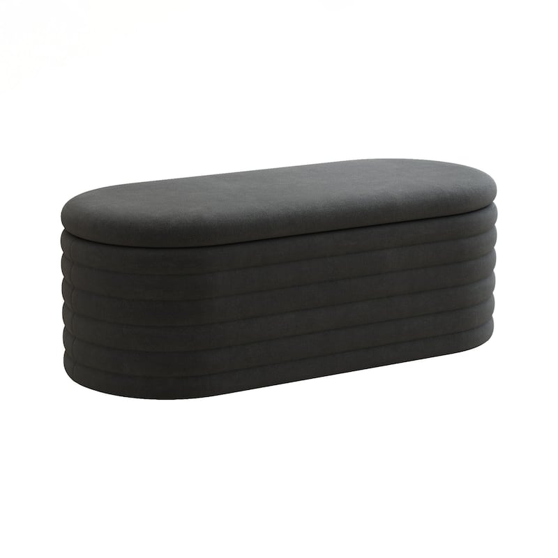 Ottoman Bench Upholstered Fabric Storage Bench End of Bed Stool with Safety Hinge for Bedroom, Living Room, Entryway