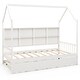preview thumbnail 9 of 7, Gymax Twin House Daybed with Trundle Wooden Bed 8 Storage Shelf