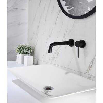 Modern Wall Mount Single Handle Bathroom Sink Faucet with 360 Degree Swivel Arc Spout, Rust Proof, Easy Install
