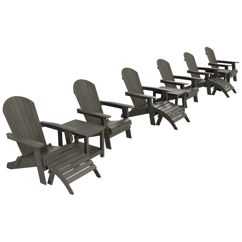 Vineyard HIPS Outdoor Folding Eco-Friendly All Weather Seashell Adirondack Chairs (12-Piece Conversation Set)