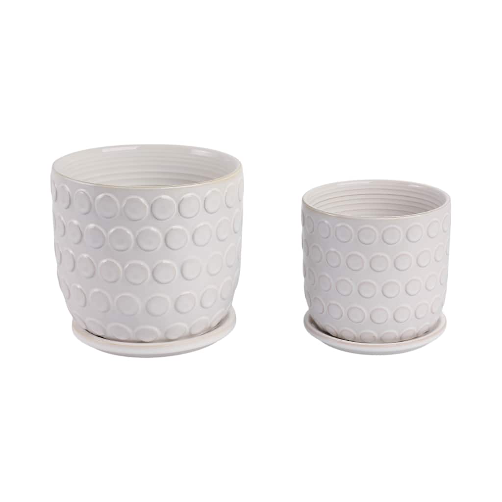 Ceramic Saucer Planters Circular Design Indoor Decor (Set of 2)