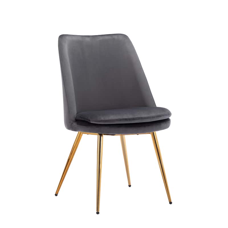 Porthos Home Tori Velvet Gold Legs Kitchen Dining Room Chair - Grey