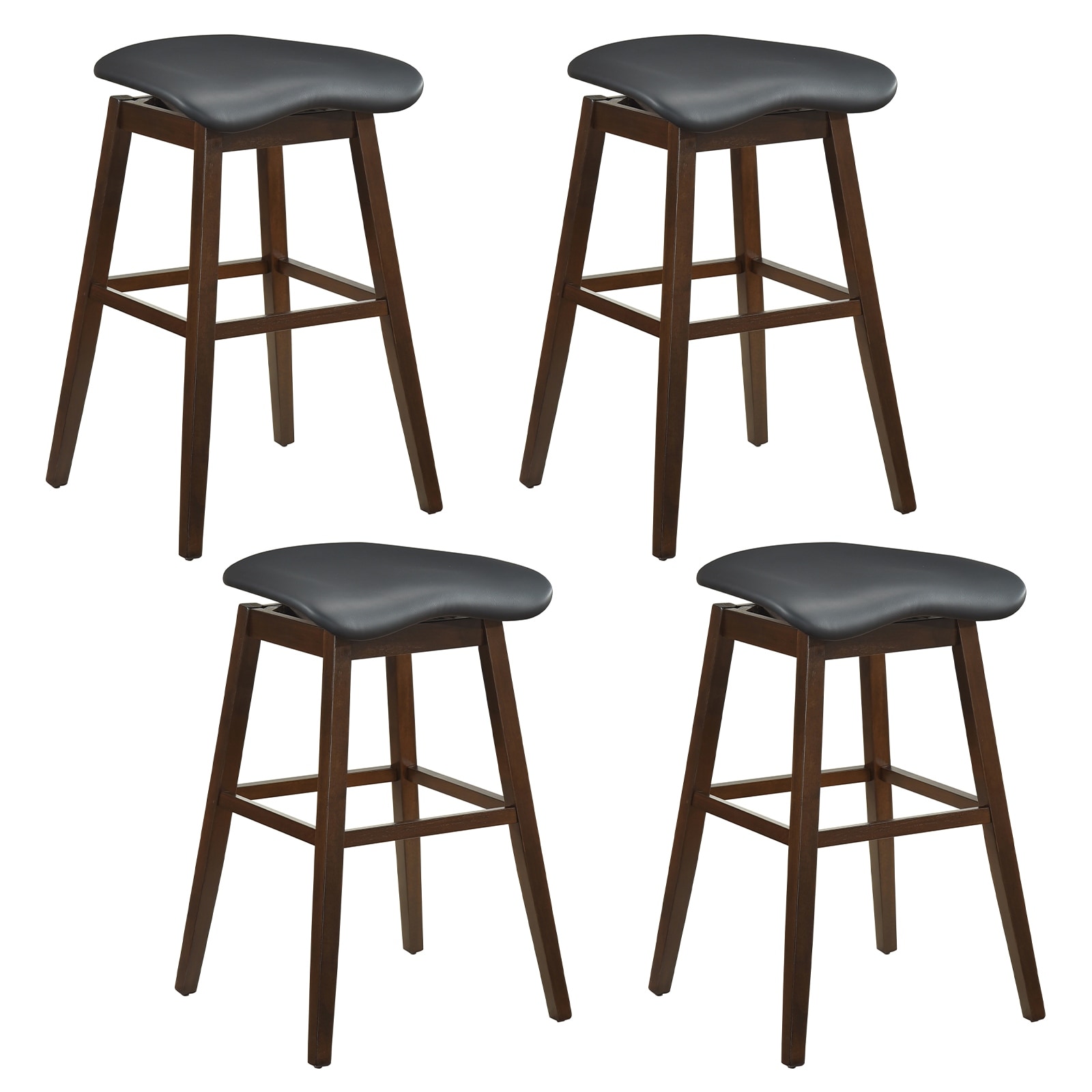 Gymax Set of 4 Swivel Bar Stools 31'' Bar Chairs w/ Padded Contoured