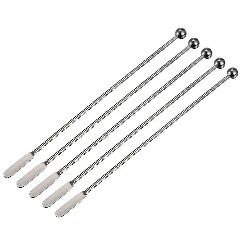5pcs Stainless Steel Coffee Beverage Stirrer Cocktail Drink Stir Stick, Silver - 7.48" x 7.48"