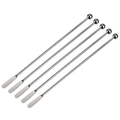 5pcs Stainless Steel Coffee Beverage Stirrer Cocktail Drink Stir Stick, Silver - 7.48" x 7.48"