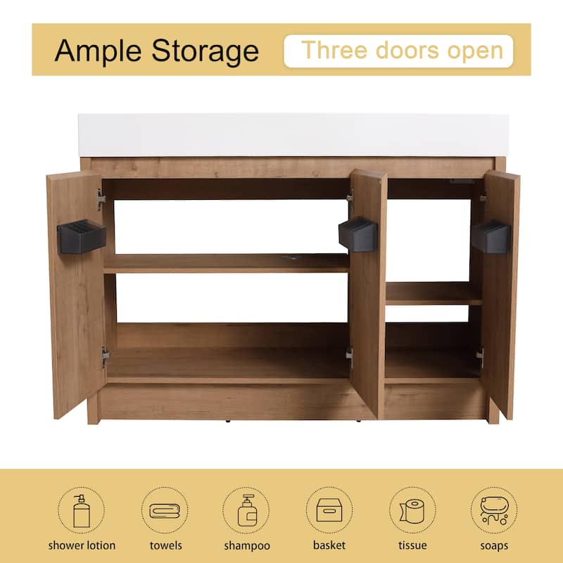 Malwee 24"/30"/48"/60" FreeStanding Bathroom Vanity, Floor Stand Bathroom Vanity with Resin Top,Soft Close Door