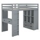 preview thumbnail 5 of 10, Twin Size Loft Bed with Large Shelves, Writing Desk and LED Light