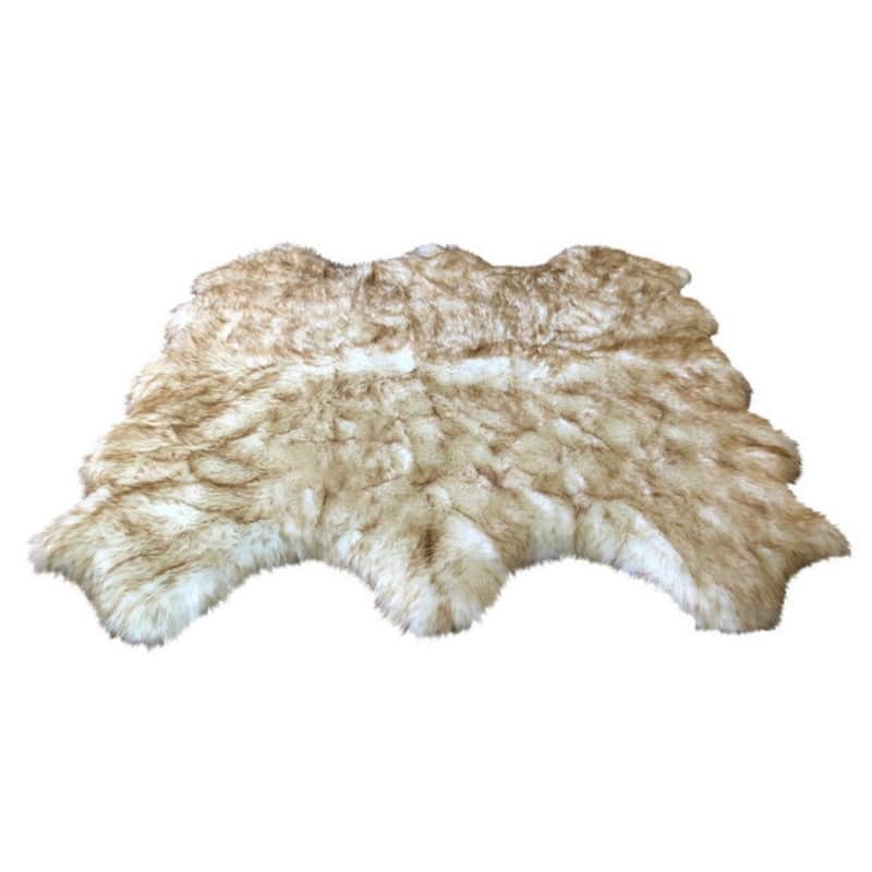 Highland Select Natural Long Wool Sheepskin 6 Pelt Shag Rug - 5' x 5'5"