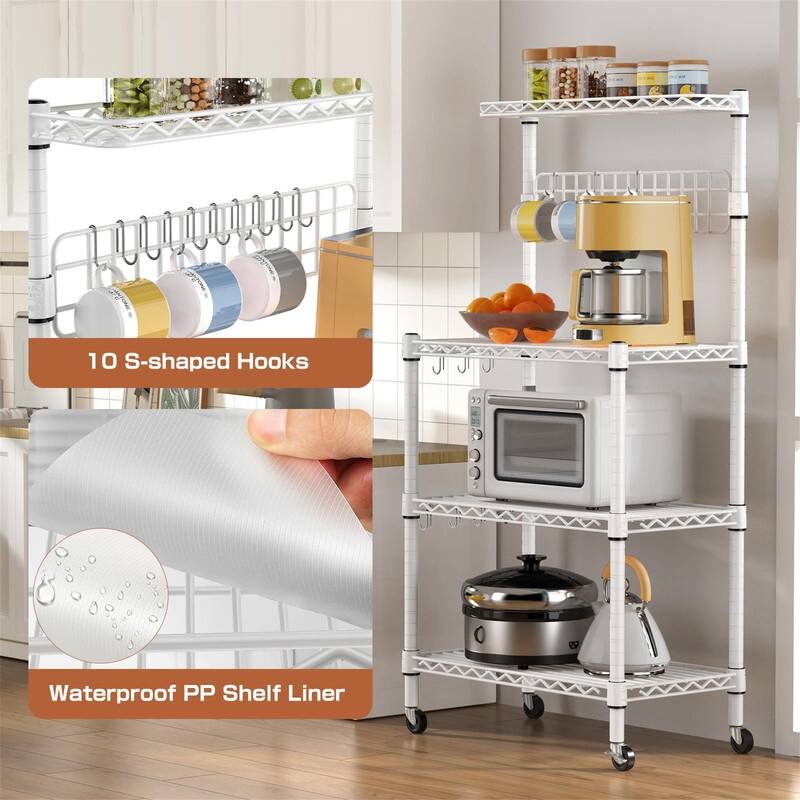 Bakers Rack for Kitchen with Storage - 14"D x 30"W x 59"H
