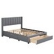 preview thumbnail 6 of 12, Modern Style Upholstered Platform Bed with 3 Storage Drawers