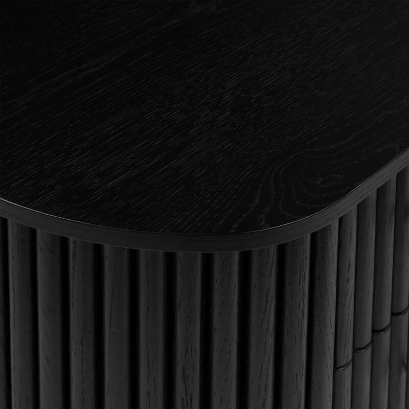 Poly & Bark Noir 3 Drawer Wood Nightstand with Ribbed Design