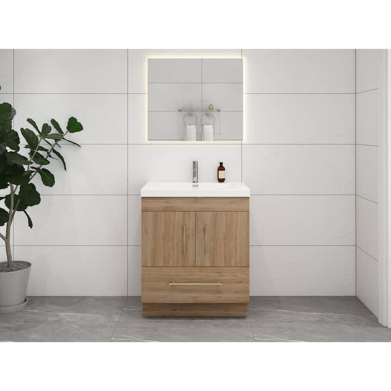 Eliza 30'' Freestanding Vanity with Single Sink - 30'' Width - Natural Oak