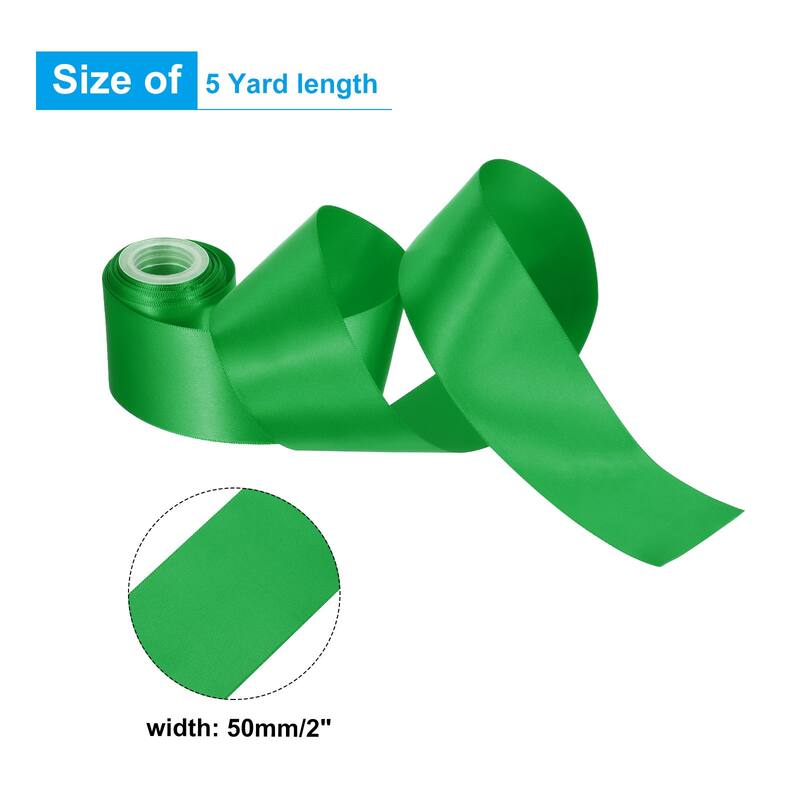 2" 5 Yard Double Faced Solid Satin Ribbon Polyester Fabric - Green