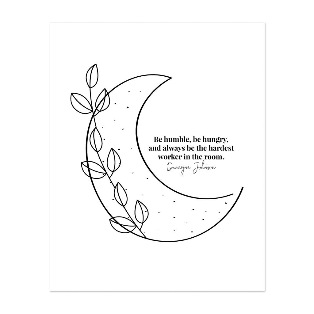 Typography Dwayne Johnson Minimal Moon Rustic Art Print/Poster