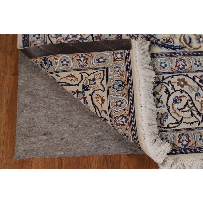 All-Over Floral Nain Persian Area Rug Hand-Knotted Wool Carpet - 6'8"x 10'0"