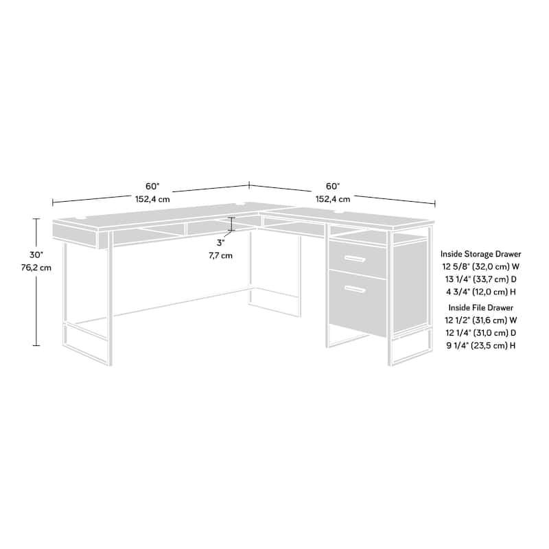 Wood L-Shaped Desk with Large Desktop, Black
