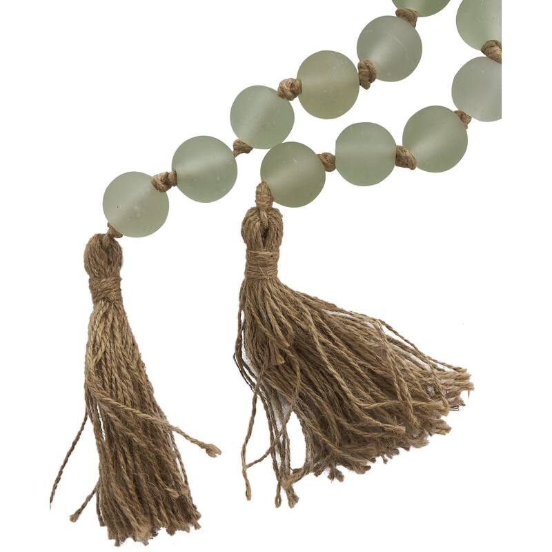 Glass Handmade Round Beaded Garland with Tassel with Knotted Brown Jute - Roche River Decor