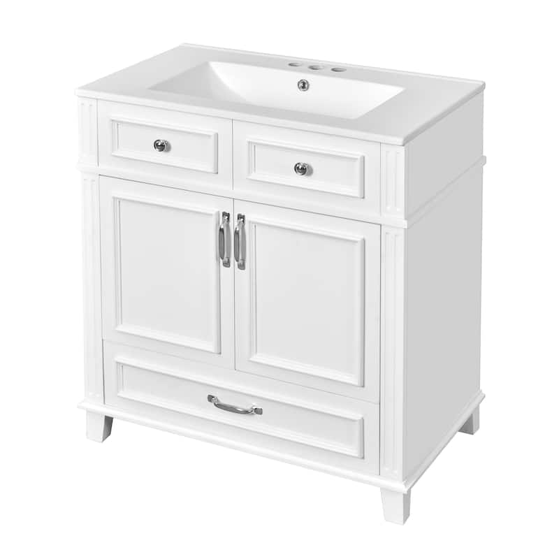 30'' Freestanding Bathroom Vanity with White Integrated Ceramic Sink - 29.37'' x 17.87'' x 33.14''