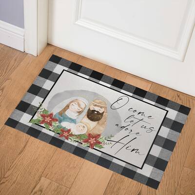 OH COME LET US ADORE HIM Indoor Floor Mat By Kavka Designs