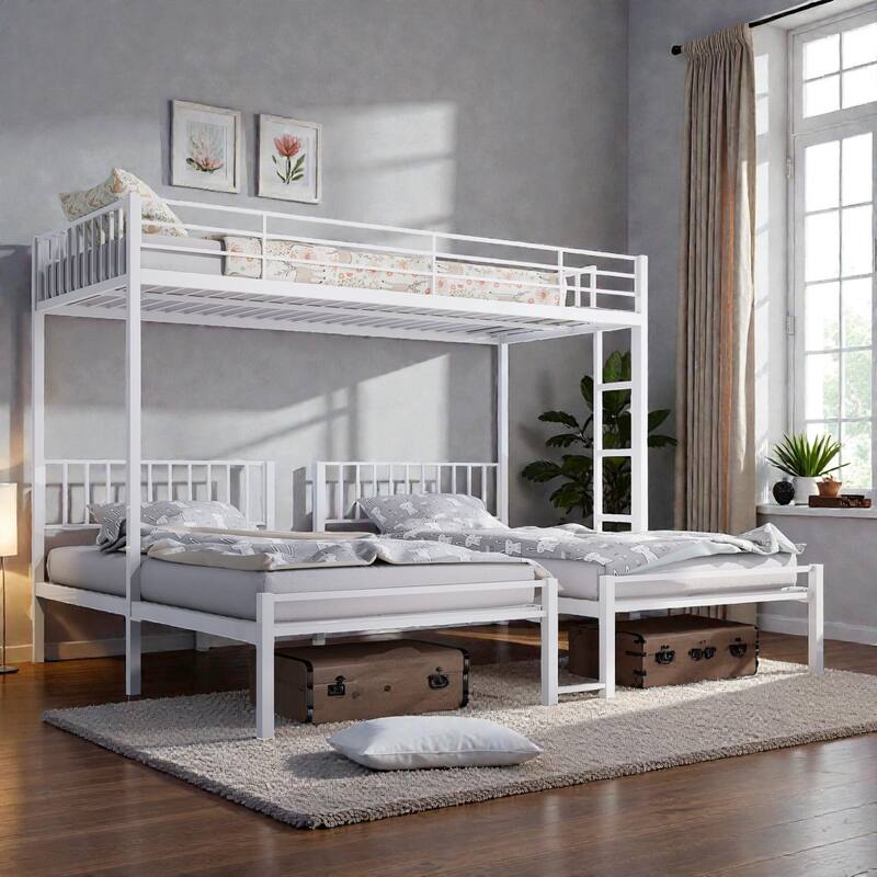 Metal Triple Bunk Bed for Kids, Twin Over Twin Over Twin Bunk Bed for 3, Detachable into 3 Twin Beds