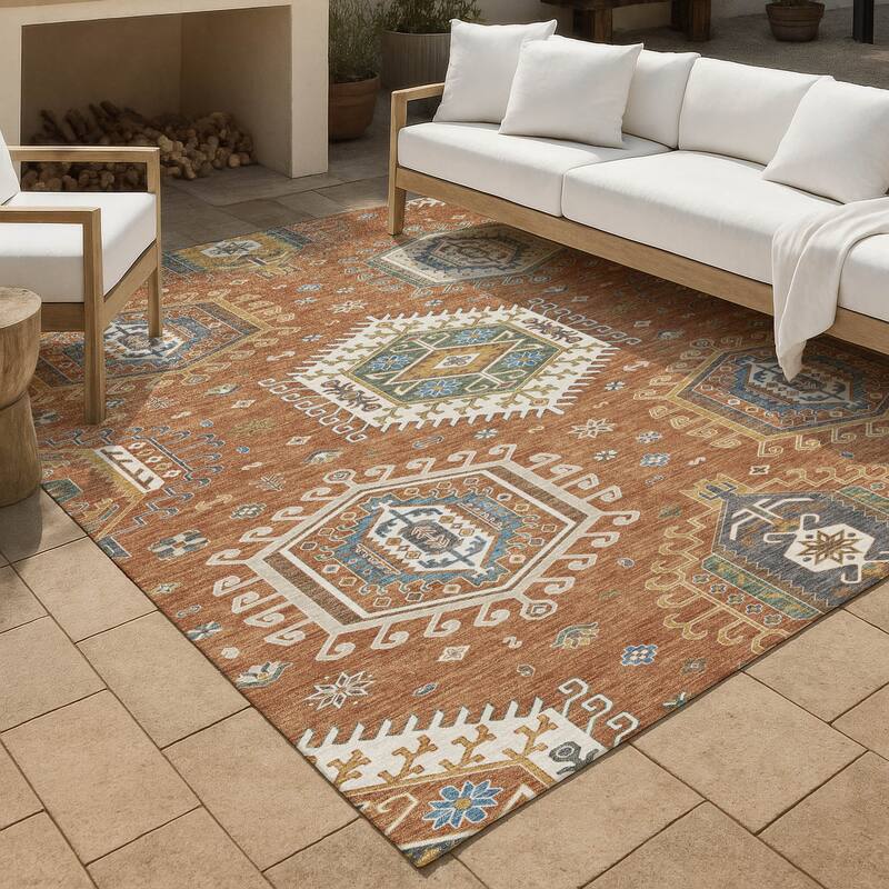 Machine Washable Indoor/ Outdoor Global Akron Chantille Rug - Paprika - 3' x 5'