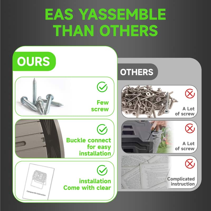 Dual Chamber Tumbling Composter, 43 Gallon Outdoor Tumbling Composter, Rotating Design with Renovate Doors and Steel Frame