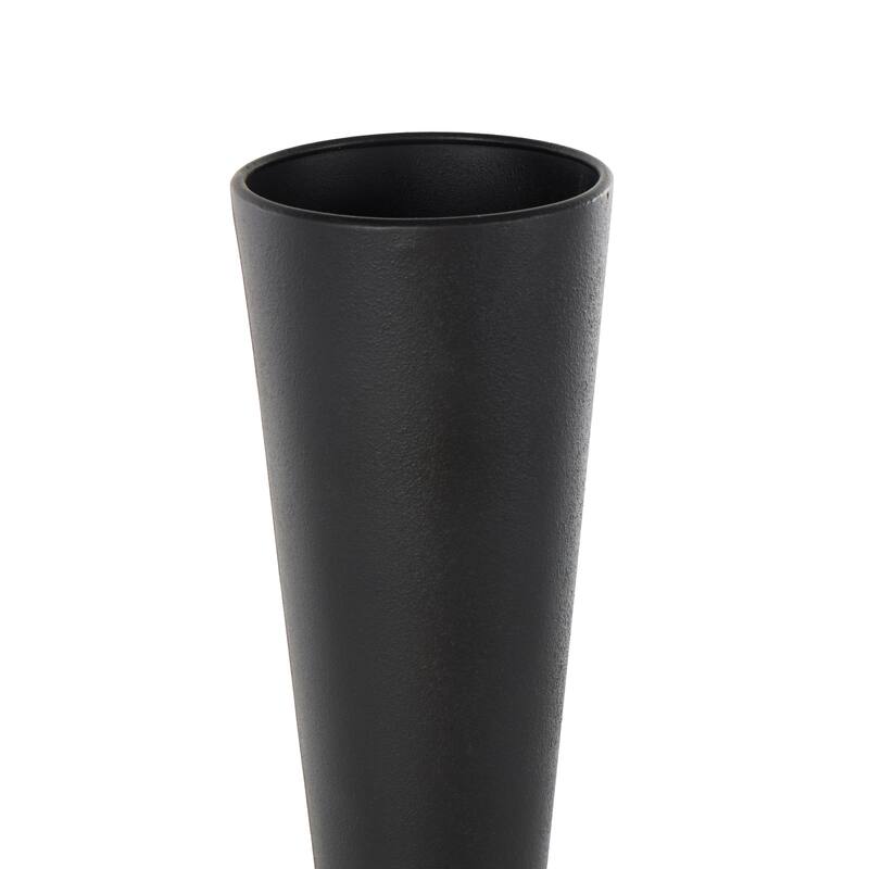 Black Metal Art Deco Fluted Decorative Vase