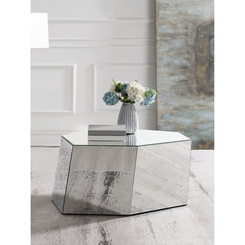 Capella Mirrored Abstract Geometric Coffee Table Silver