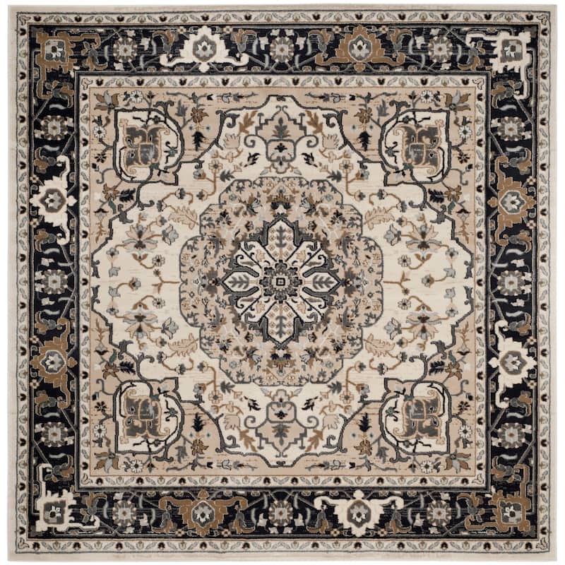 SAFAVIEH Lyndhurst Armida Traditional Oriental Rug - 7' Square - Cream/Navy