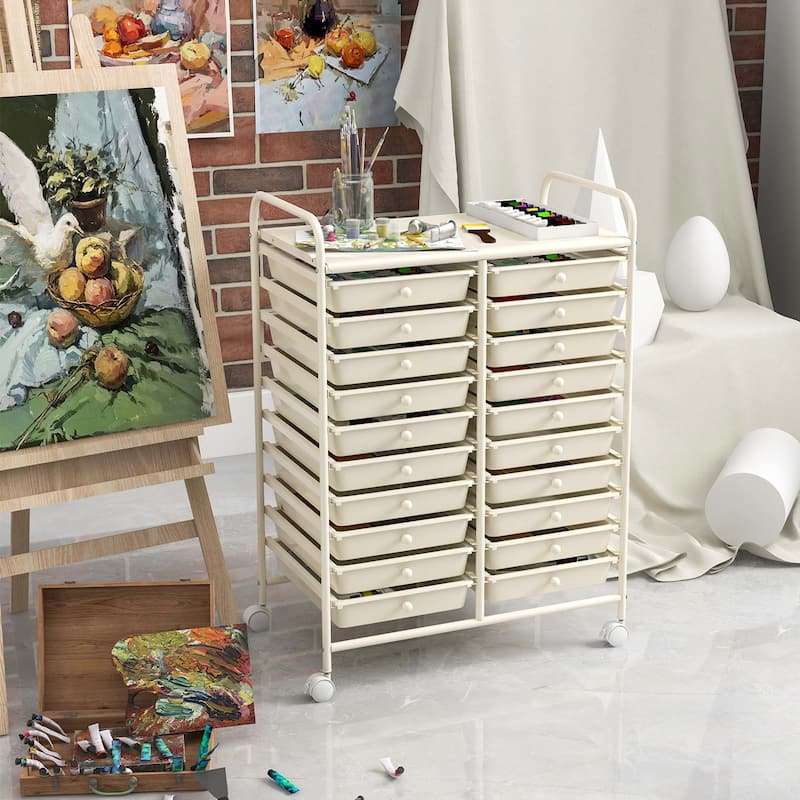 Costway 20 Drawers Rolling Cart Storage Scrapbook Paper Studio - See Details