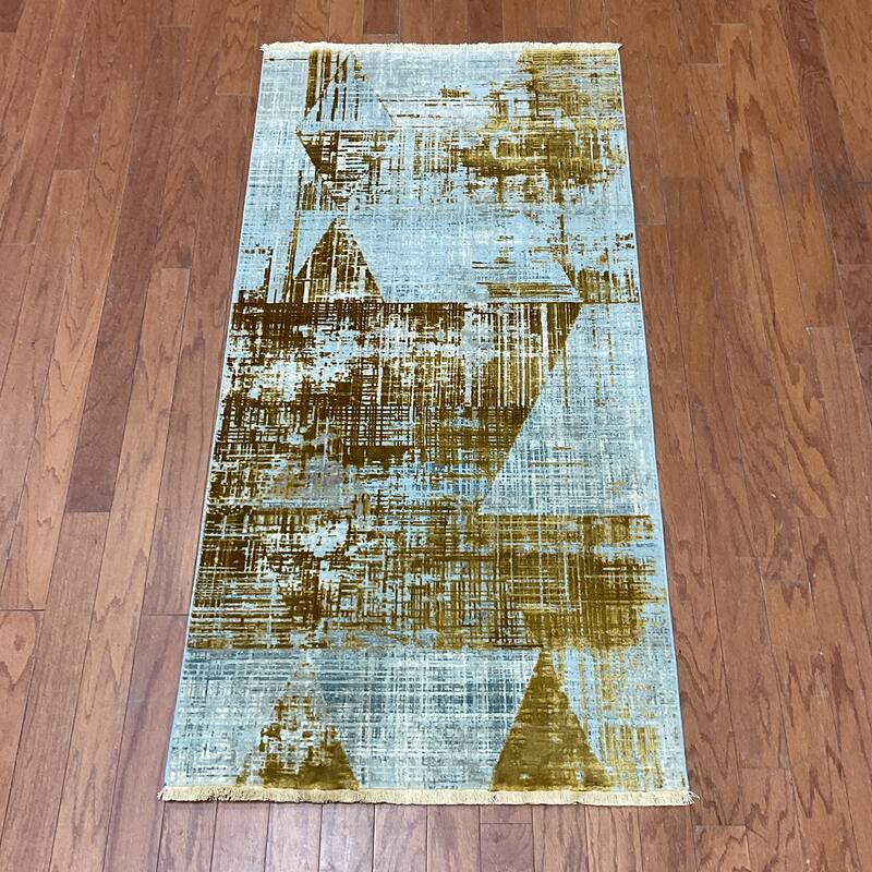 HERAT ORIENTAL Turkish Modern Erased Design Wool & Silk Rug - 2'7" x 4'11"