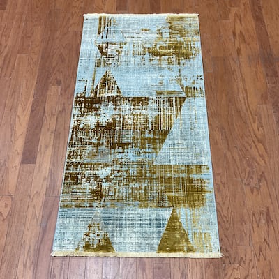 HERAT ORIENTAL Turkish Modern Erased Design Wool & Silk Rug - 2'7" x 4'11"