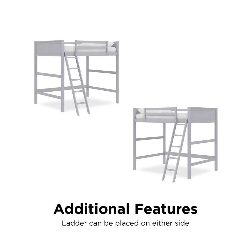 Full Size Loft Bed with Ladder and Guardrails for Kids, Space-Saving Design, Sturdy Wood Construction