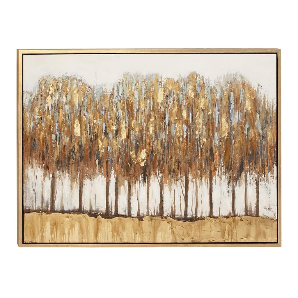 Canvas Tree Framed Wall Art with Gold Frame - Brown - Roche River Decor