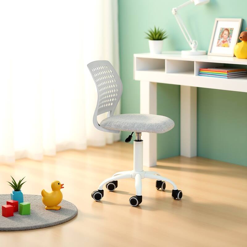 Homy Casa Adjustable Kids' Swivel Chair with Wheels, Study Desk Chair - Grey